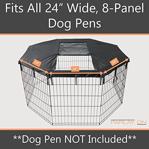 [כיסוי עט כלבים בלבד] בגודל 24 אינץ ', 8 פאנל מתכת כלבים משחקים | כיסוי משחק כלבים עם כלב רק עם בד בכיתה ודלת גישה נוחה